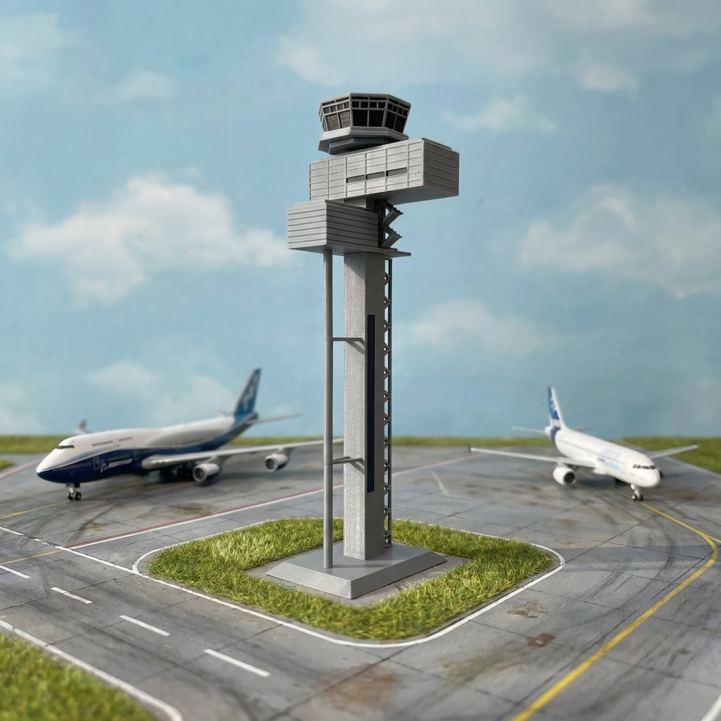 Düsseldorf Tower Modell im Miniatur-Flughafen-Diorama