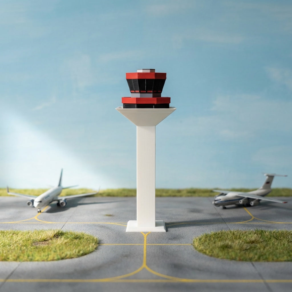 Frankfurt Süd Tower Modell im Miniatur-Flughafen-Diorama