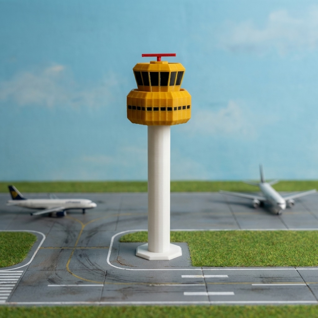 Hamburg Tower Modell im Miniatur-Flughafen-Diorama