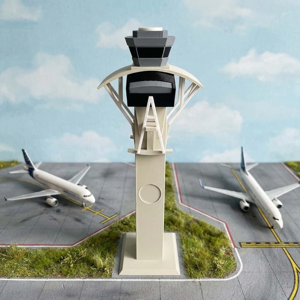 Los Angeles Tower Modell im Miniatur-Flughafen-Diorama