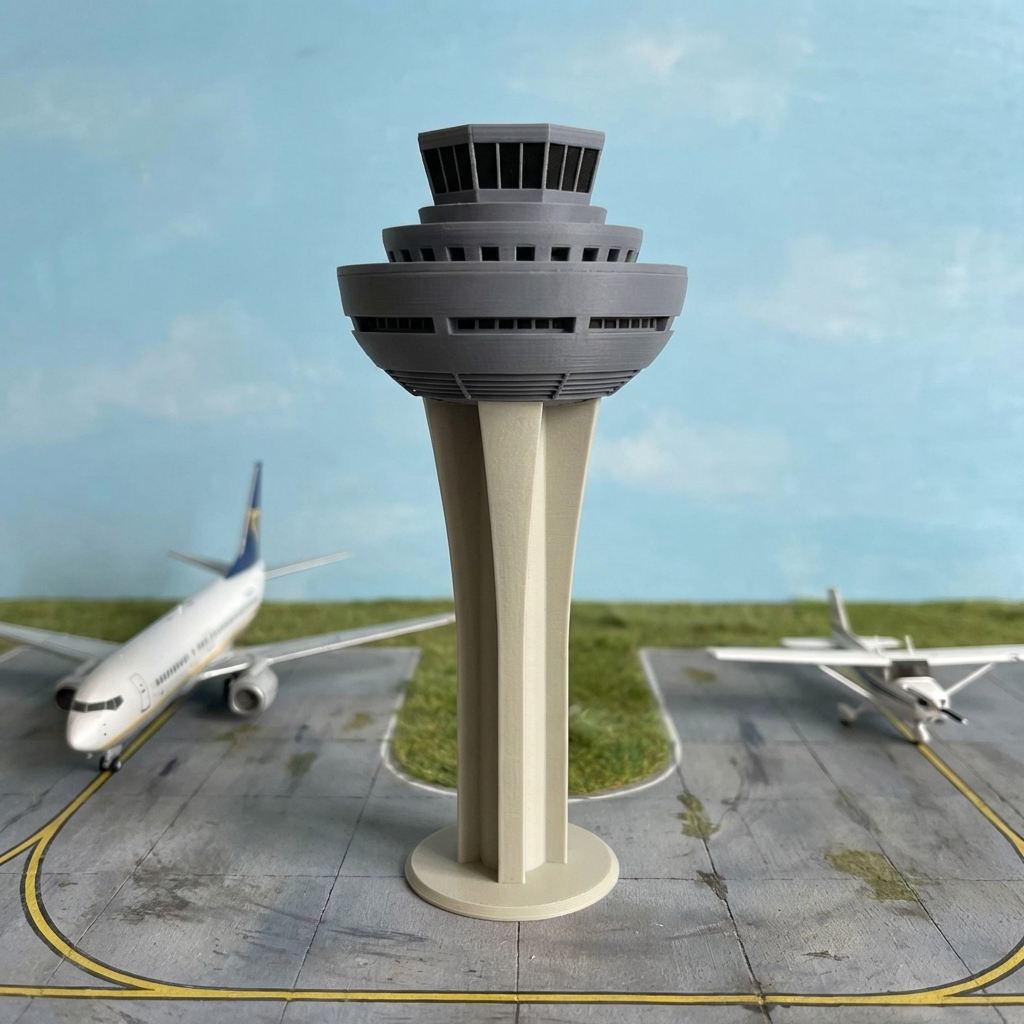 Madrid Barajas Tower Modell im Miniatur-Flughafen-Diorama