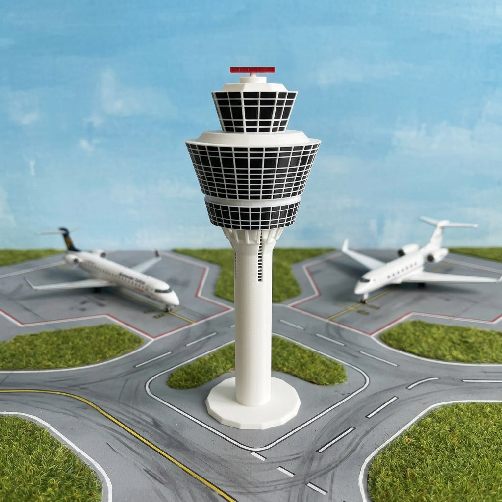 München Tower Modell im Miniatur-Flughafen-Diorama