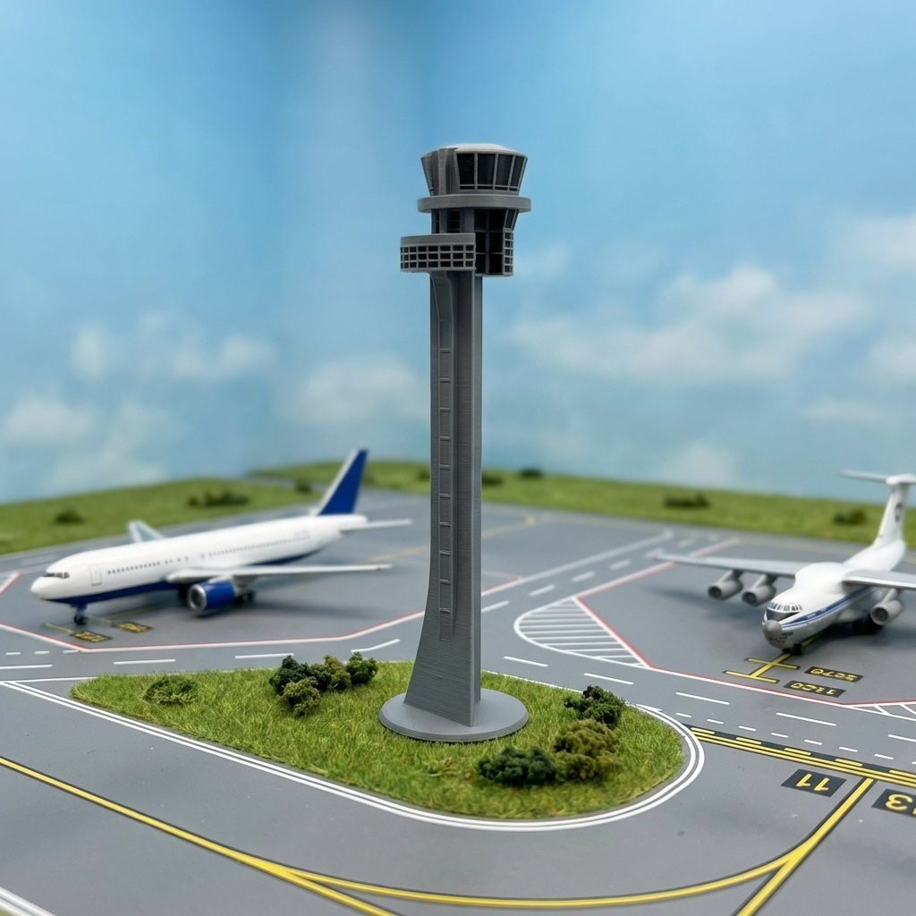 Oslo Gardermoen Tower Modell im Miniatur-Flughafen-Diorama