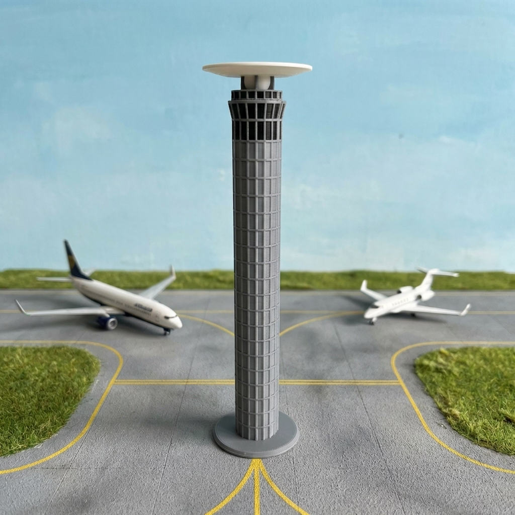 Paris Charles de Gaulle Tower Modell im Miniatur-Flughafen-Diorama