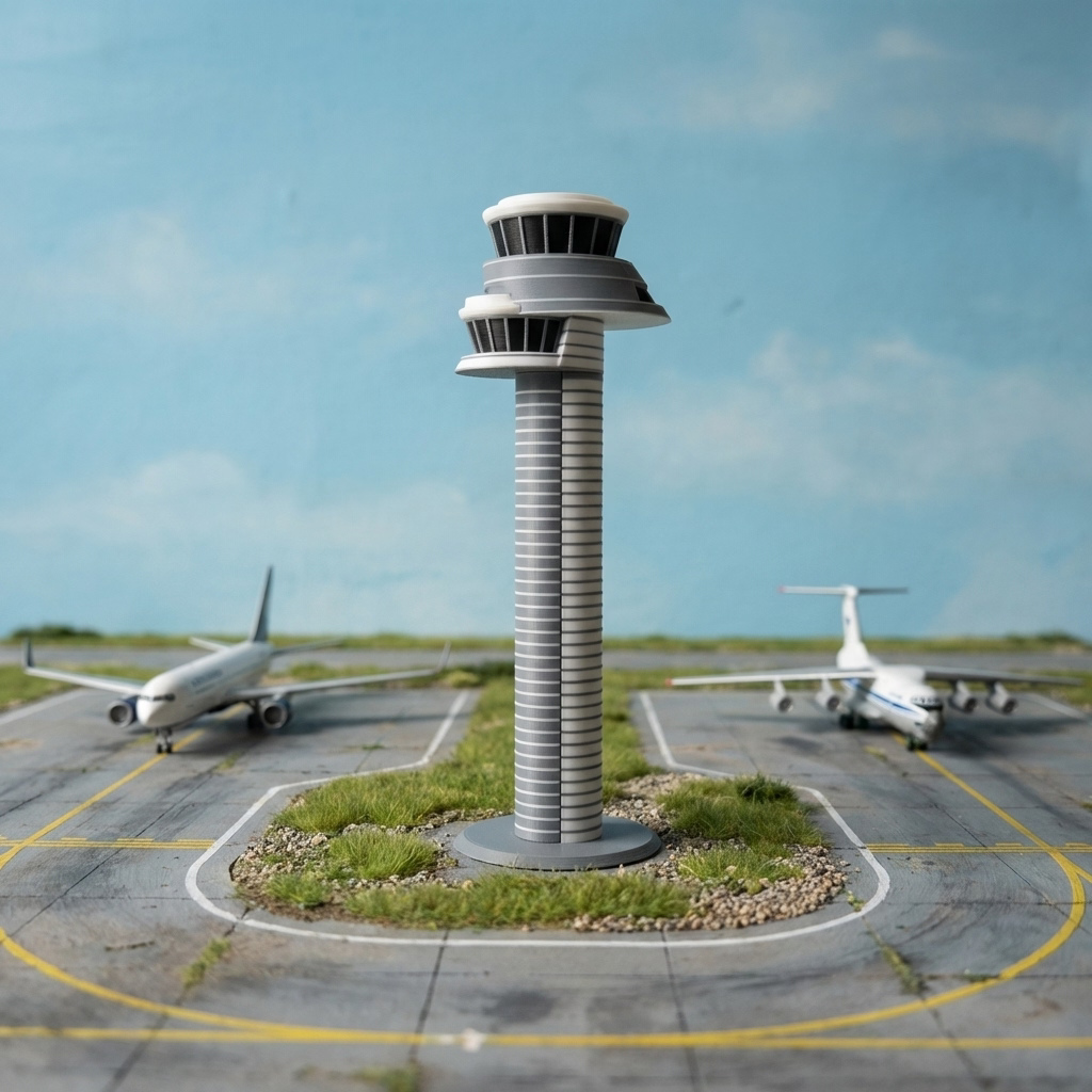 Stockholm Arlanda Tower Modell im Miniatur-Flughafen-Diorama