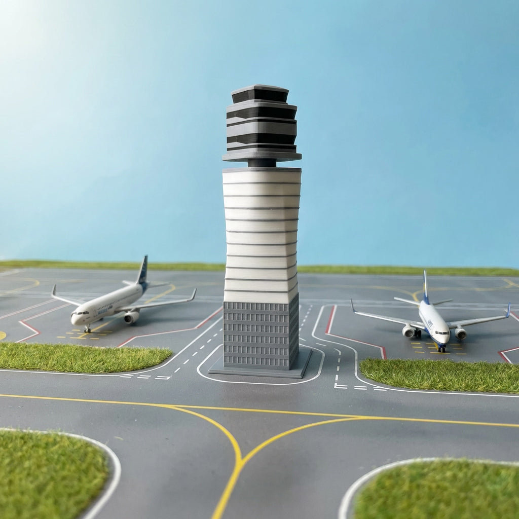 Wien-Schwechat Tower Modell im Miniatur-Flughafen-Diorama