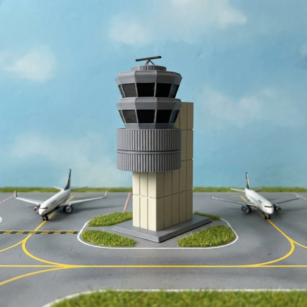 Zürich Tower Modell im Miniatur-Flughafen-Diorama
